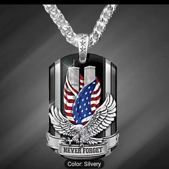 Men's necklace Eagle American flag new e28 - Picture 2 of 3